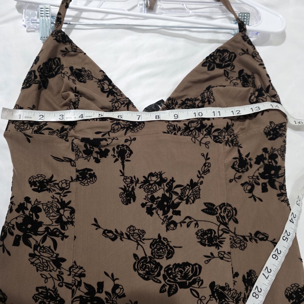 Delias Womens Halter Mesh Floral Dress Size Large Brown Fairy Grunge - Picture 6 of 8
